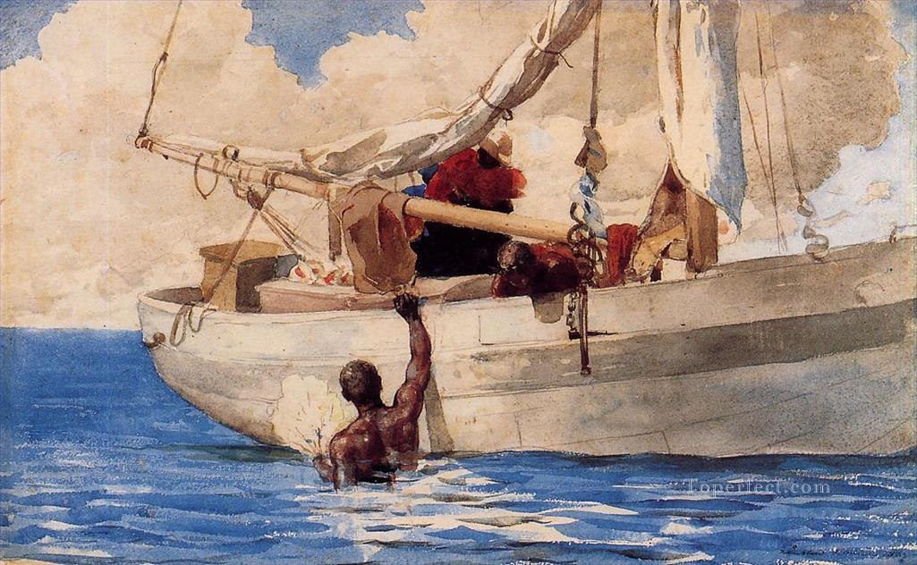The Coral Divers Winslow Homer watercolour Oil Paintings